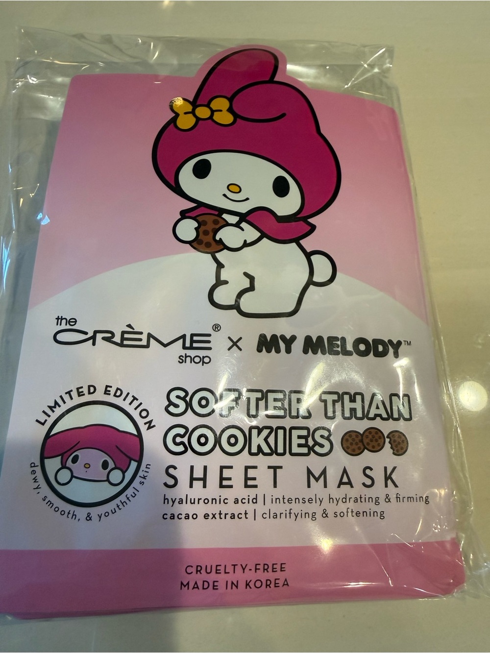 The Crème Shop x My Melody Pink Sheet Mask - Hydrating & Firming 6 count new